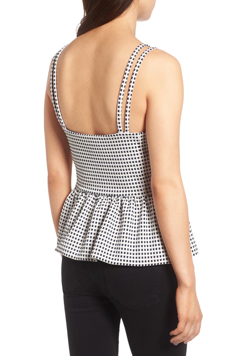 Stretch Knit Bustier, Alternate, color, NAVY BLAZER IVORY GINGHAM