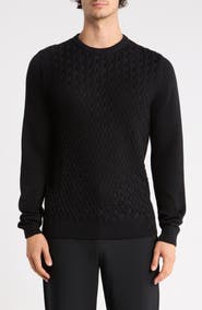 SOUL OF LONDON Textured Cable Knit Cotton Crewneck Sweater