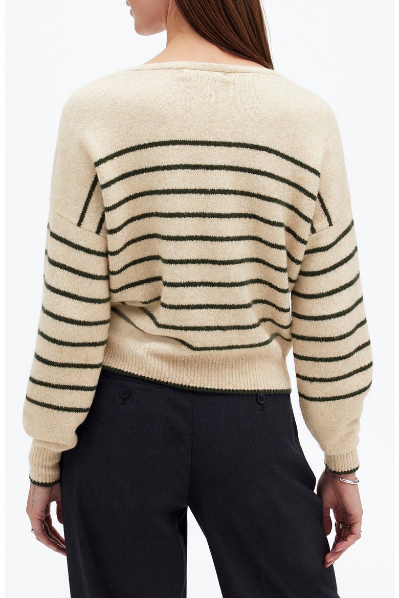Stripe V-Neck Wedge Sweater, Alternate, color, LUXURY FOREST STRIPE