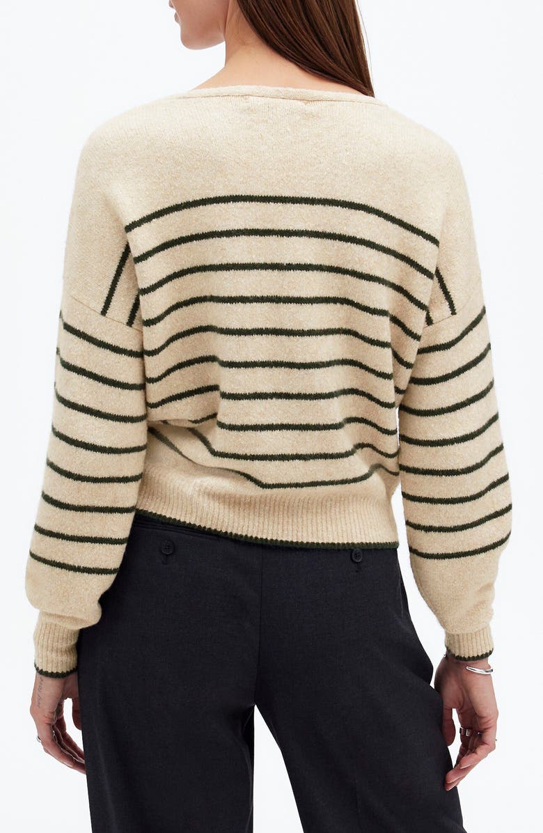 Madewell Stripe V-Neck Wedge Sweater, Alternate, color, Luxury Forest Stripe