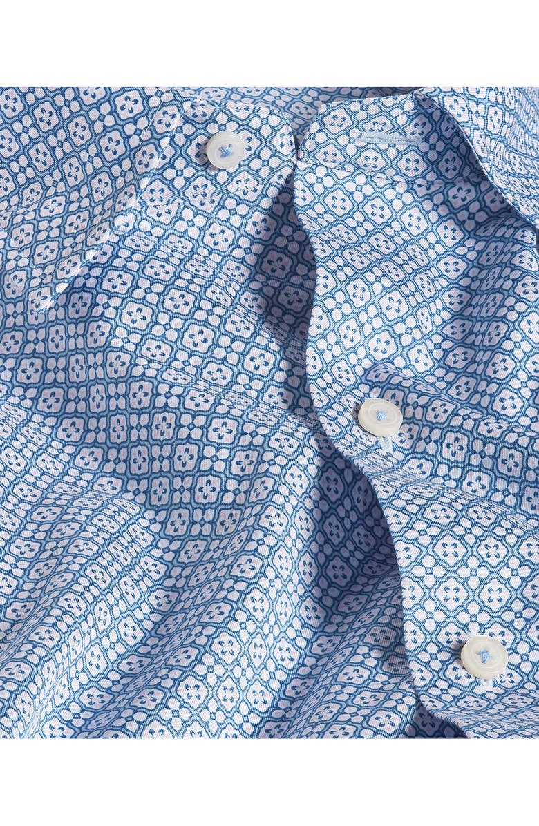 David Donahue Geometric Print Sport Shirt, Alternate, color, Sky/ Multi