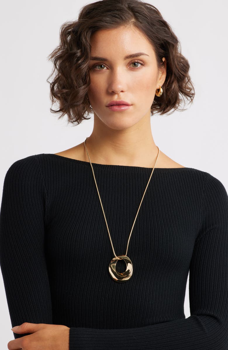 Nordstrom Bold Sculptural Twist Pendant Necklace, Alternate, color, Gold