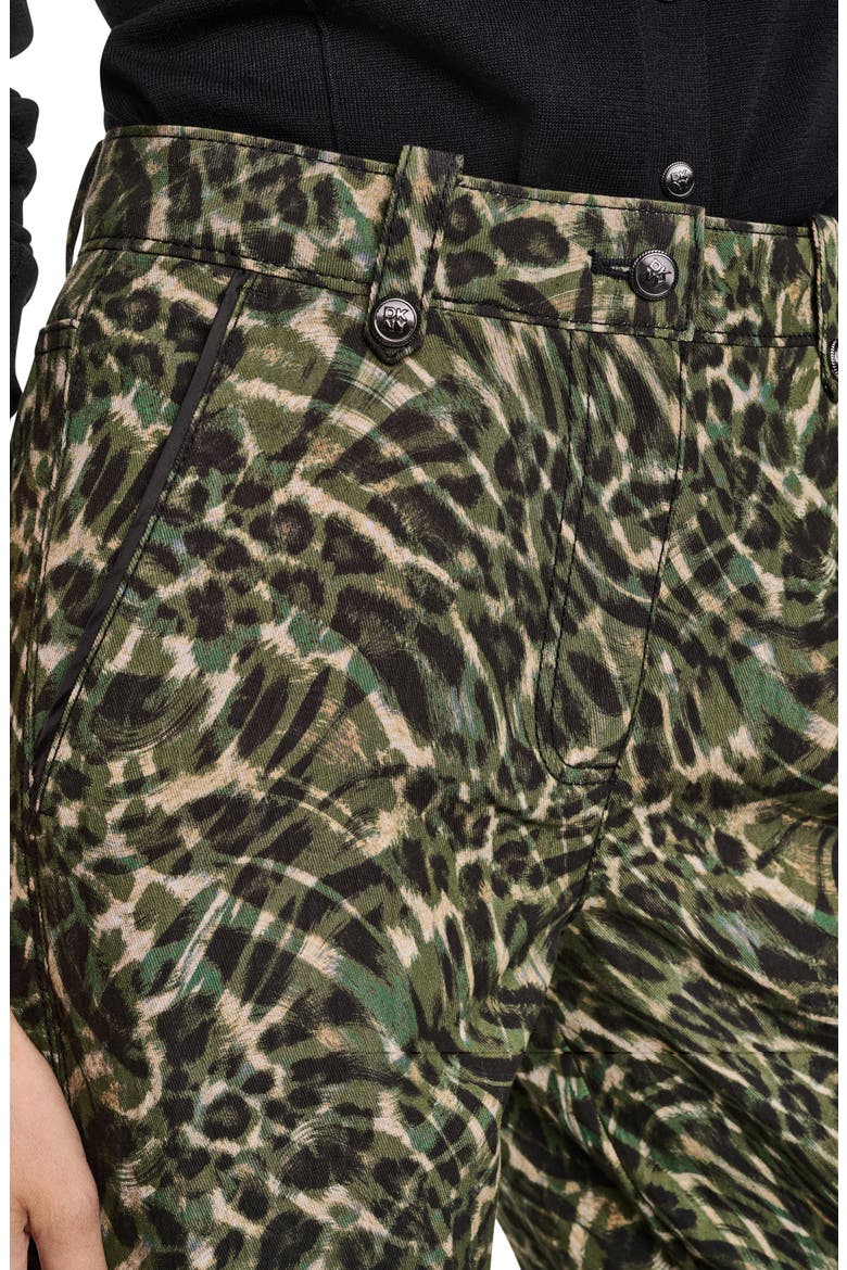 Print Barrel Leg Sanded Twill Pants, Alternate, color, FOREST LEOPARD