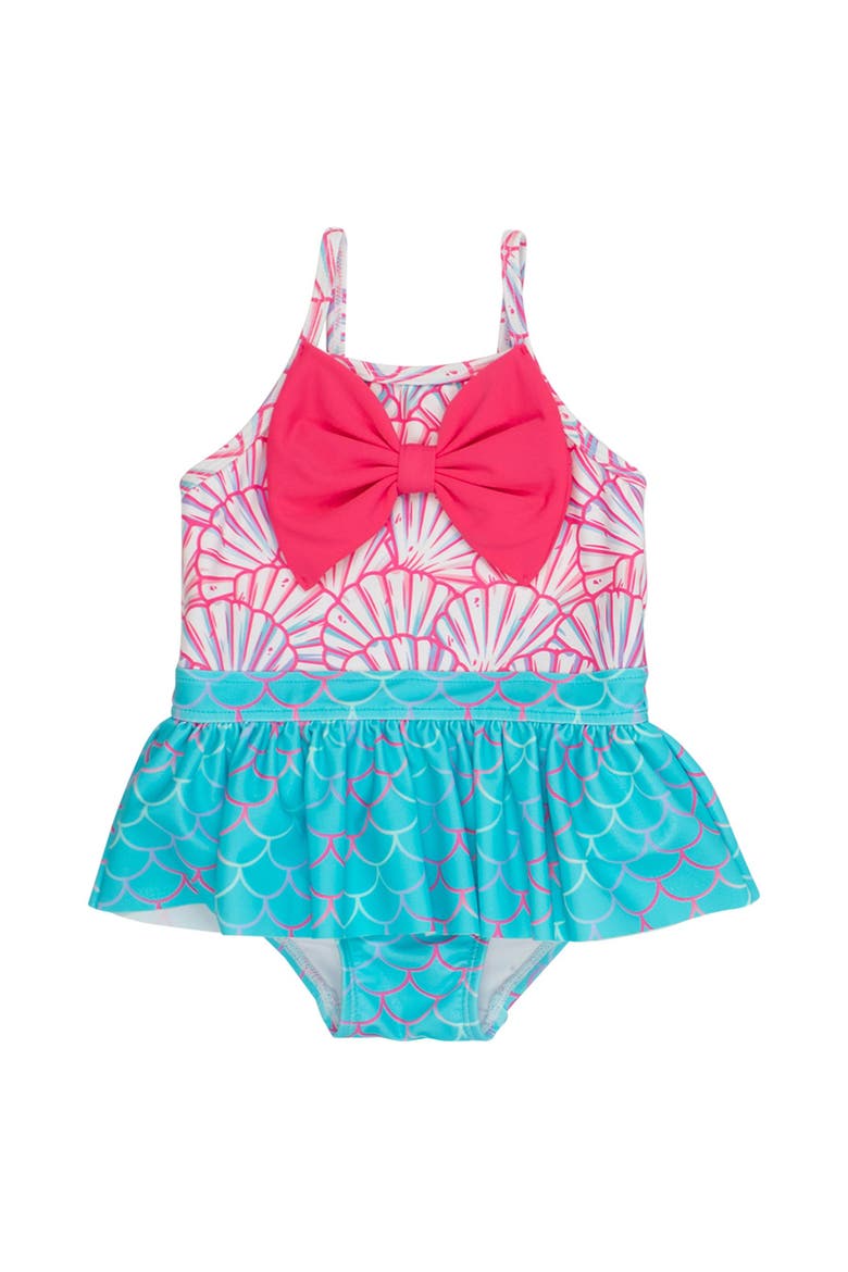 Toddler Girls UPF50+ Big Bow Skirted One Piece, Main, color, Pink Magical Mermaids