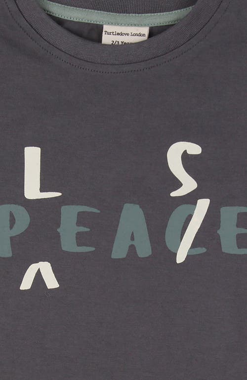 Turtledove London Kids Organic Cotton Peace Please Slogan Print T-shirt In Gray