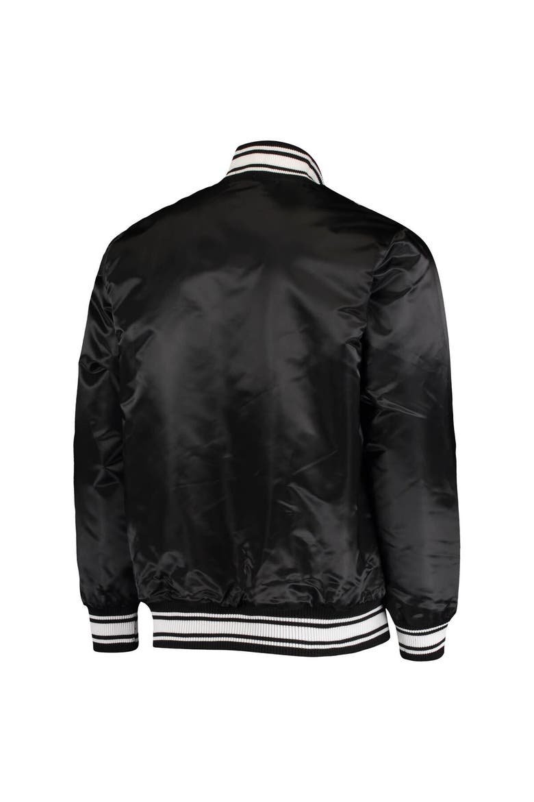 Men's Starter Black San Francisco 49ers Locker Room Satin Varsity Full-Snap Jacket, Alternate, color, Black