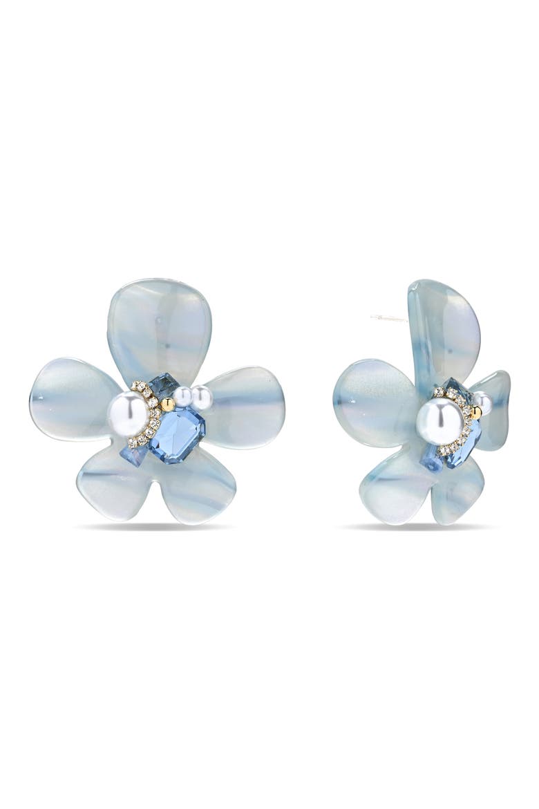 Capri Floral Statement Earrings, Main, color, BLUE