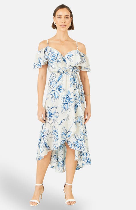 Floral Print Bardot Midi Dress