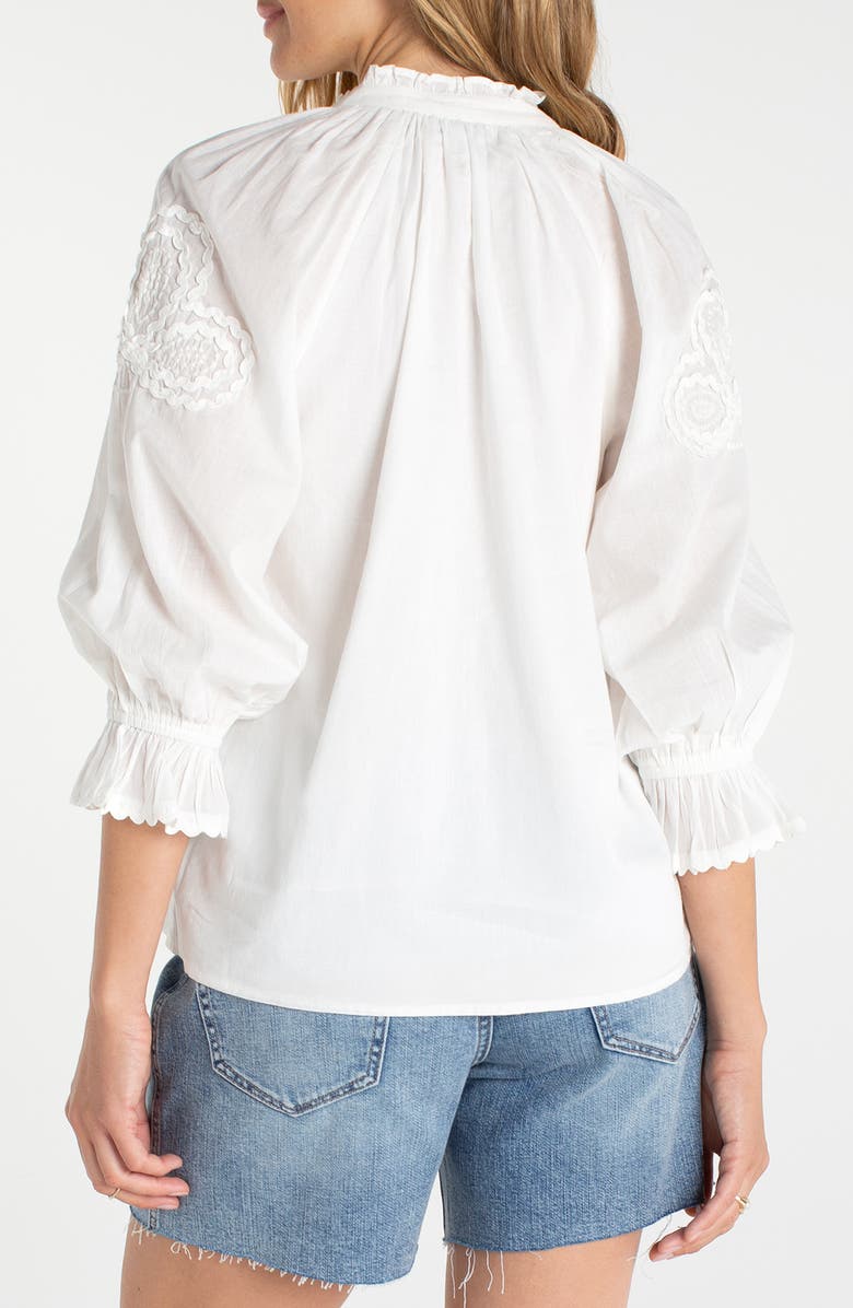 Liverpool Los Angeles Rickrack Front Button Cotton Top, Alternate, color, Bone