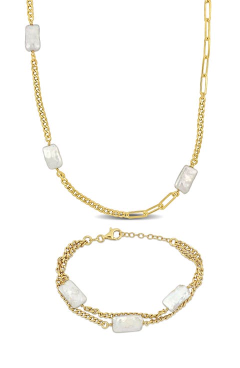 Cultured Pearl Bracelet & Necklace Set
