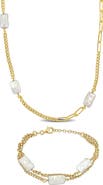 DELMAR Cultured Pearl Bracelet & Necklace Set