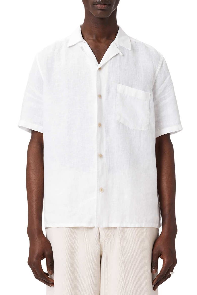 Tri Embroidered Linen Camp Shirt, Main, color, ECRU