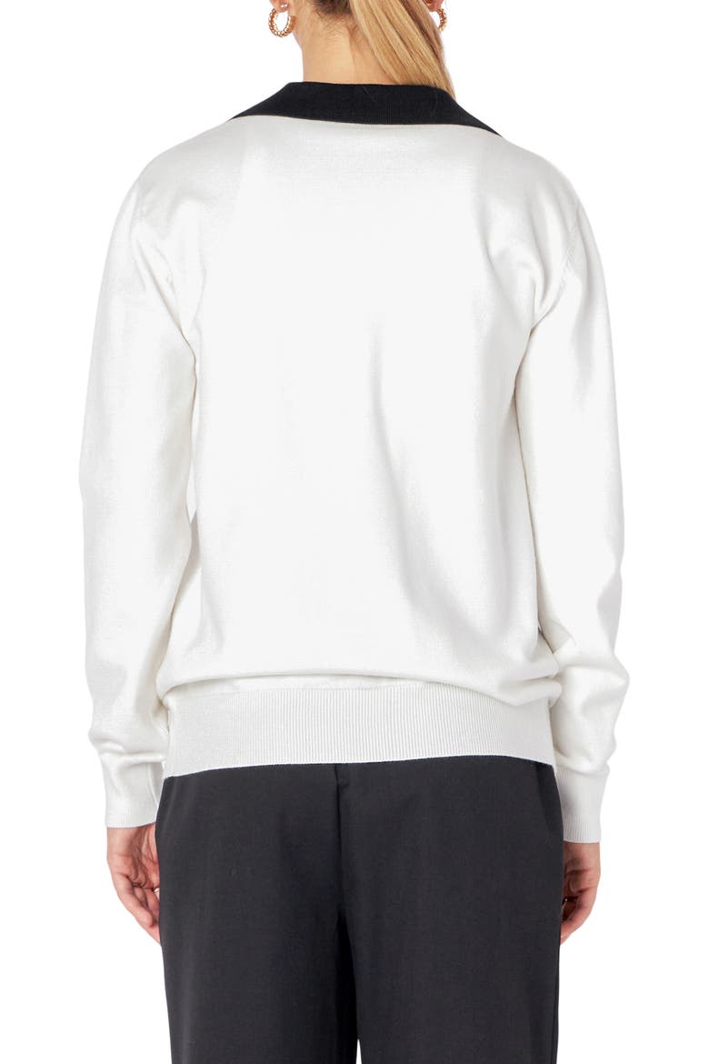 Jewel Button Blazer Cardigan, Alternate, color, IVORY/BLACK