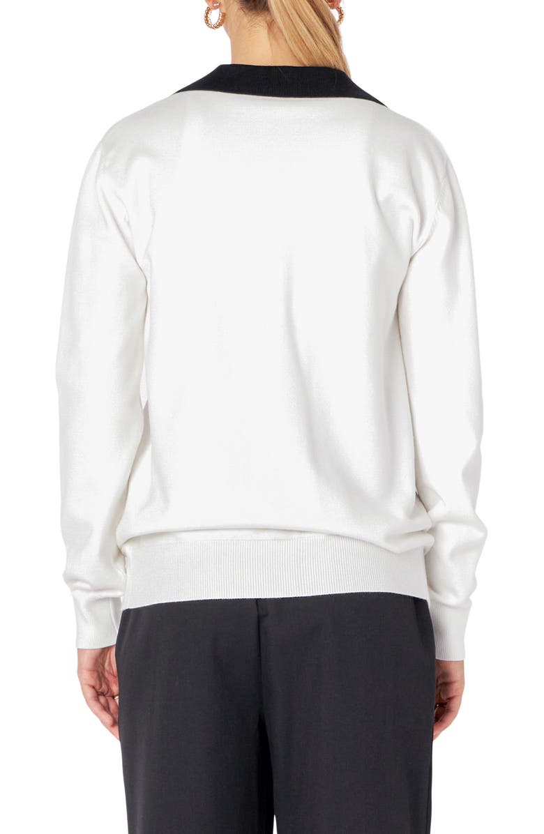 Endless Rose Jewel Button Blazer Cardigan, Alternate, color, Ivory/Black