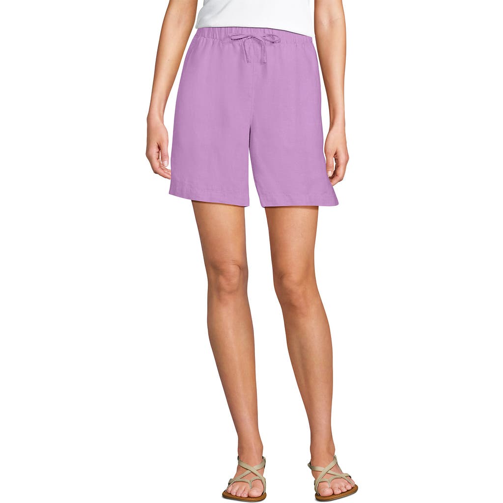 LANDS' END LANDS' END LINEN HIGH RISE PULL ON 7" SHORTS
