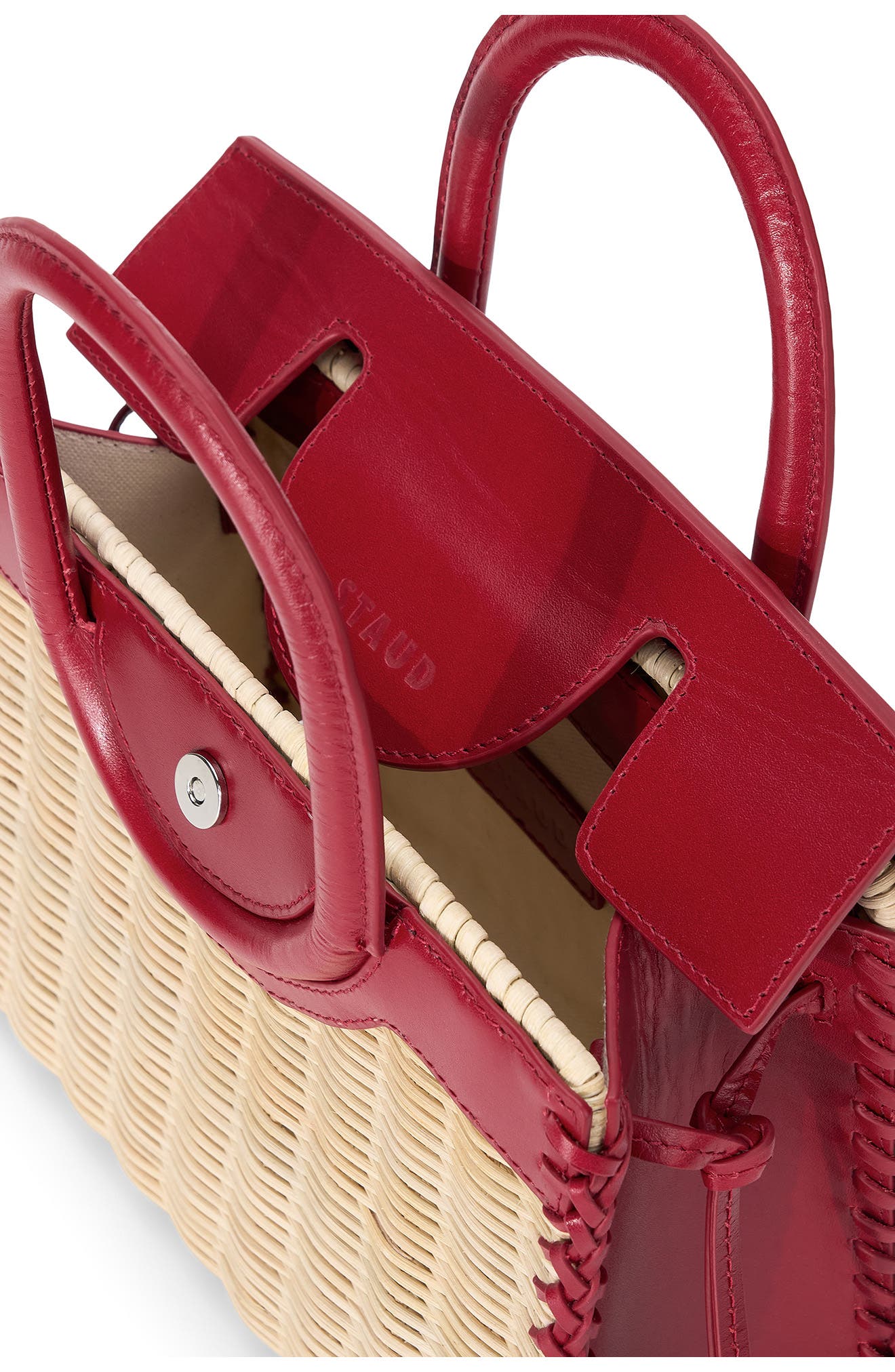 Mini Maude Wicker Top Handle Bag, Alternate, color, NATURAL/ ROUGE