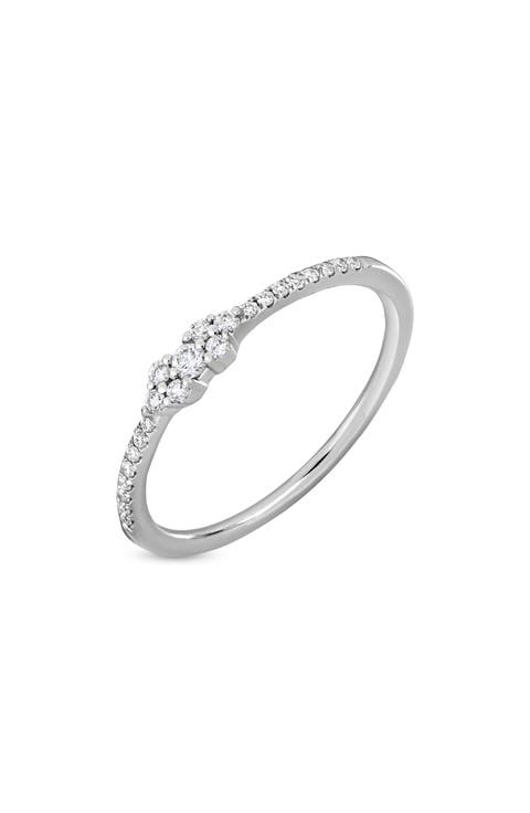 18K White Gold Diamond Stackable Ring