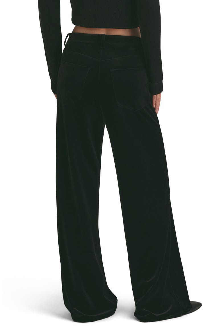 The Ollie Mid Waist Velvet Wide Leg Pants, Alternate, color, BLACK OUT