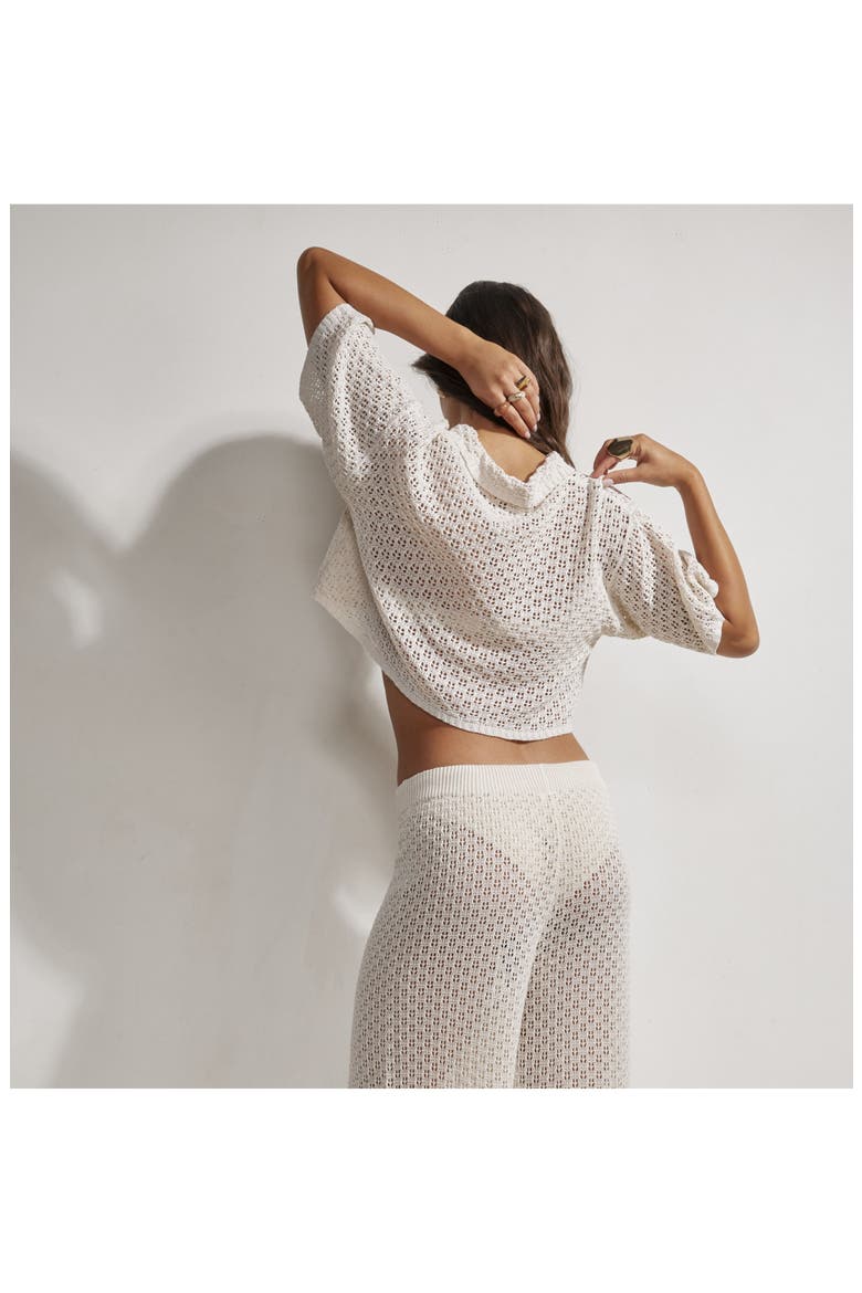 Anna Two Crochet Collared Beach Top, Alternate, color, Beige