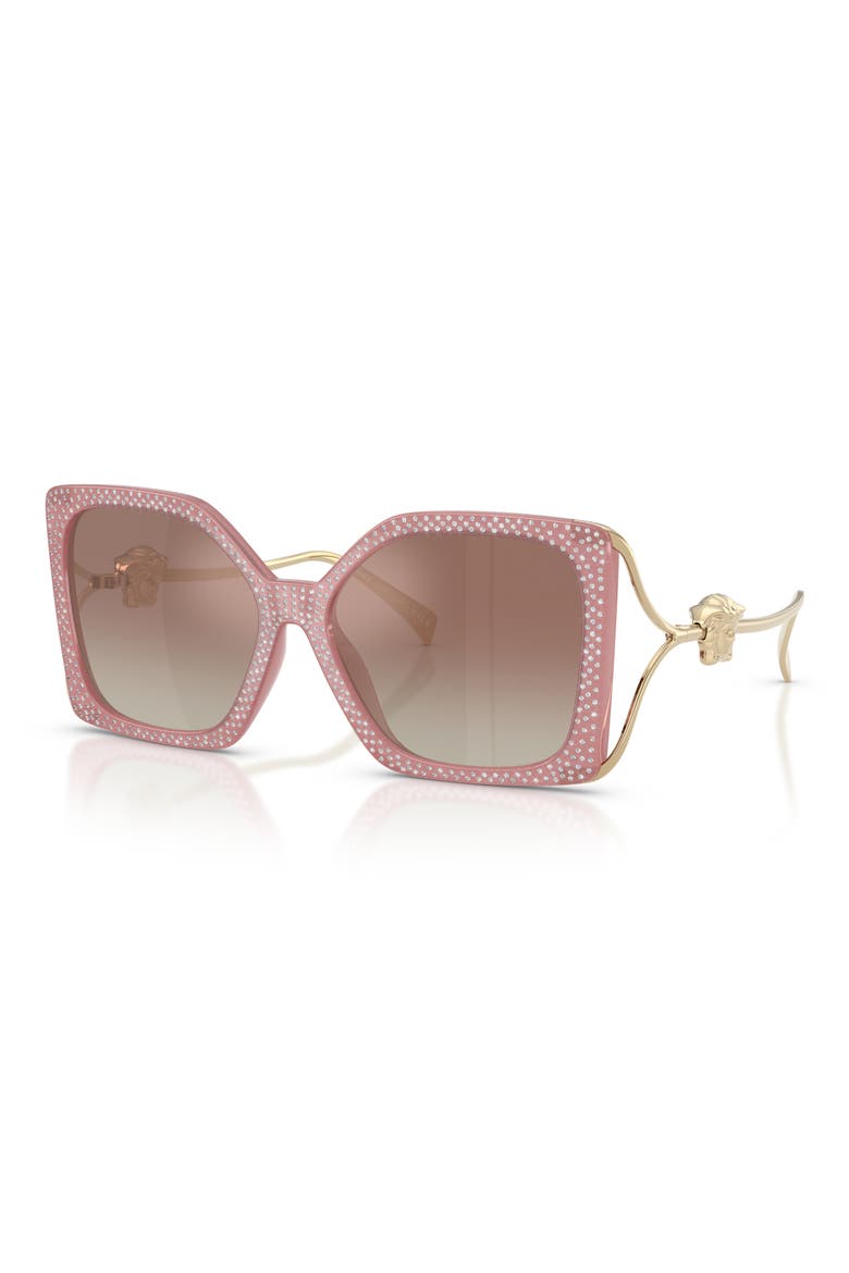 58mm Square Sunglasses, Alternate, color, PINK STRASS CRYSTAL / BROWN