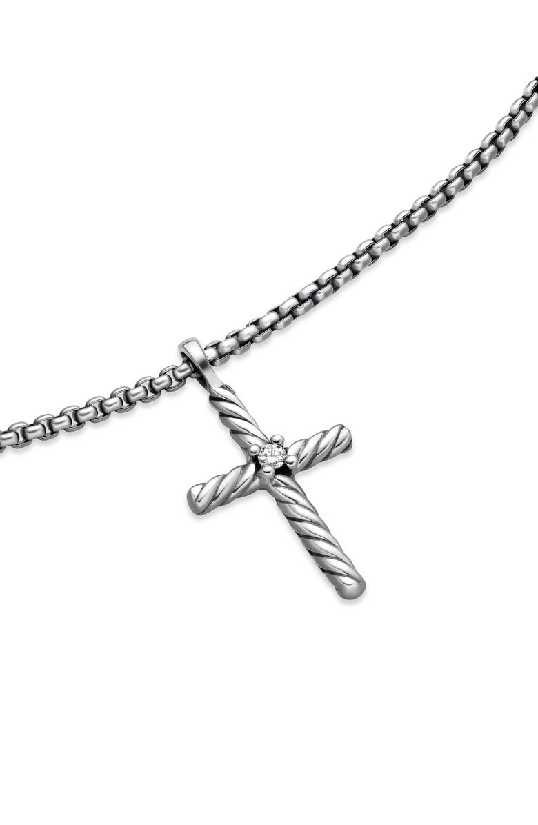 David Yurman Cable Classics Cross with Diamond on Chain, Alternate, color, Diamond