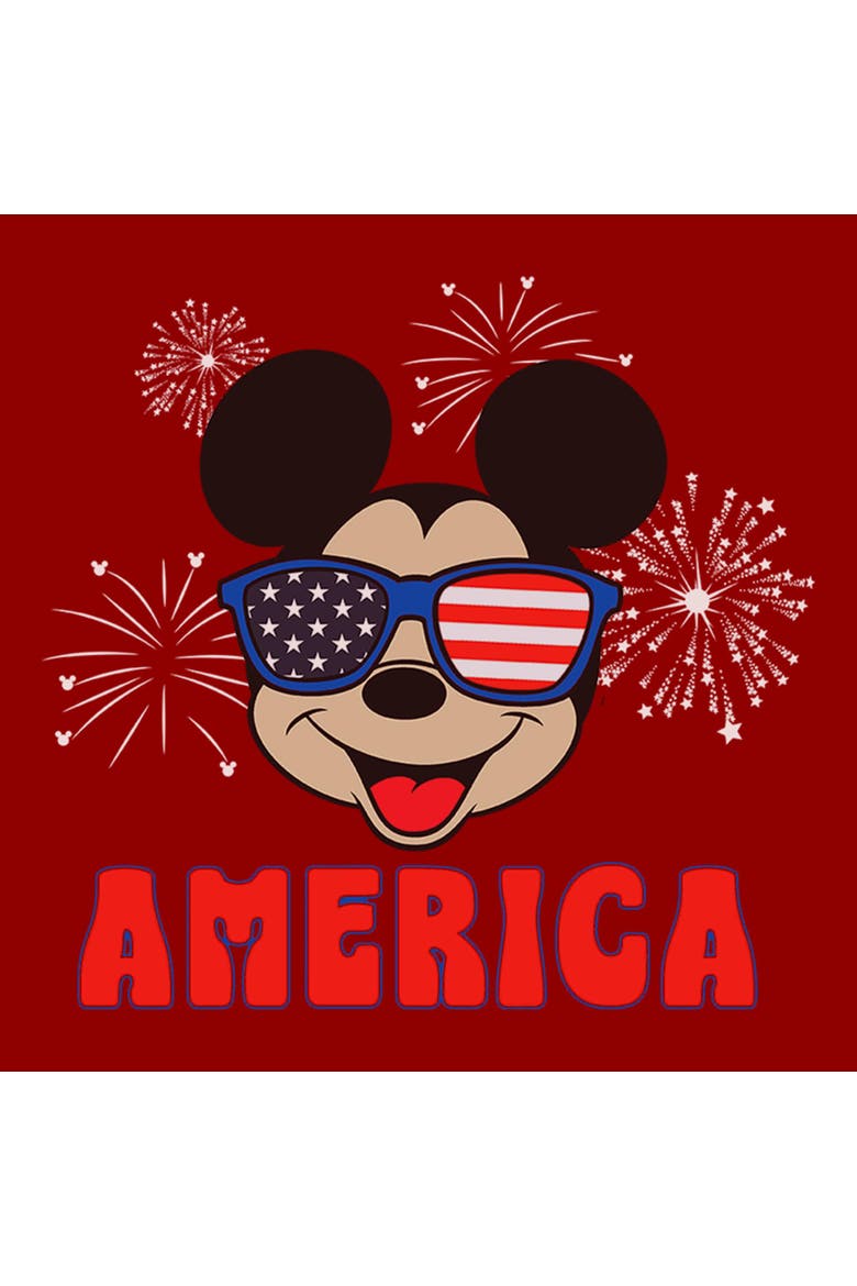 Women's Mickey & Friends American Sunglasses and Fireworks  Graphic T-Shirt, Alternate, color, Red