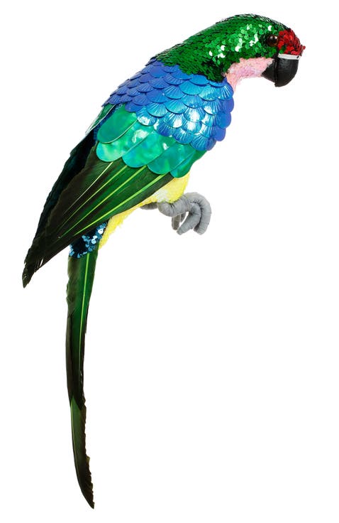 Sequined Parrot Decor, Large, Set of 2