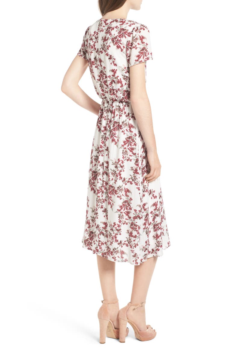 Blouson Midi Dress, Alternate, color, IVORY FLORAL