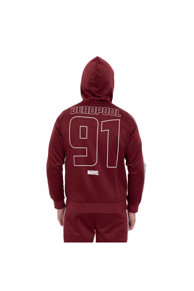 Deadpool & Wolverine Zip-Up Hooded Sweatshirt, Alternate, color, Cabernet Deadpool