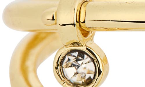 Covet Crystal Charm Double Band Ring In Gold