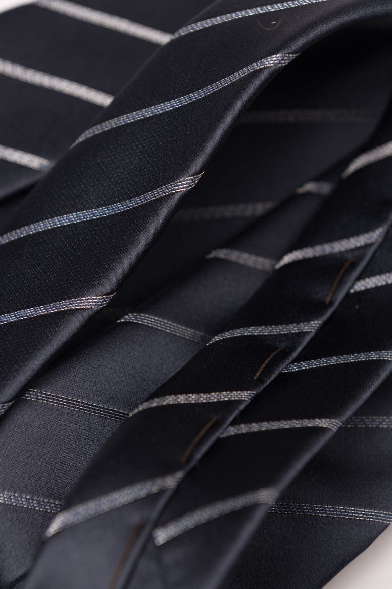 Esino - Silk Jacquard Tie for Men, Alternate, color, Midnight Blue and Silver