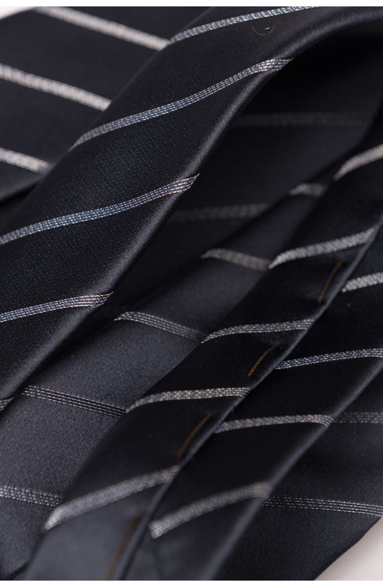 Elizabetta Esino - Extra Long Silk Jacquard Tie for Men, Alternate, color, Midnight Blue And Silver