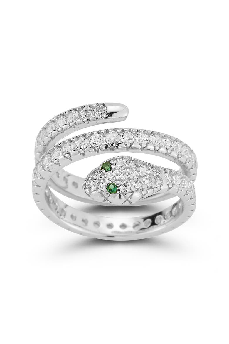 Snake Wrap Pavé Cubic Zirconia Ring, Main, color, SILVER