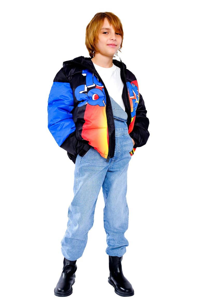 Boy's Tune Squad Puffer Jacket, Alternate, color, Black