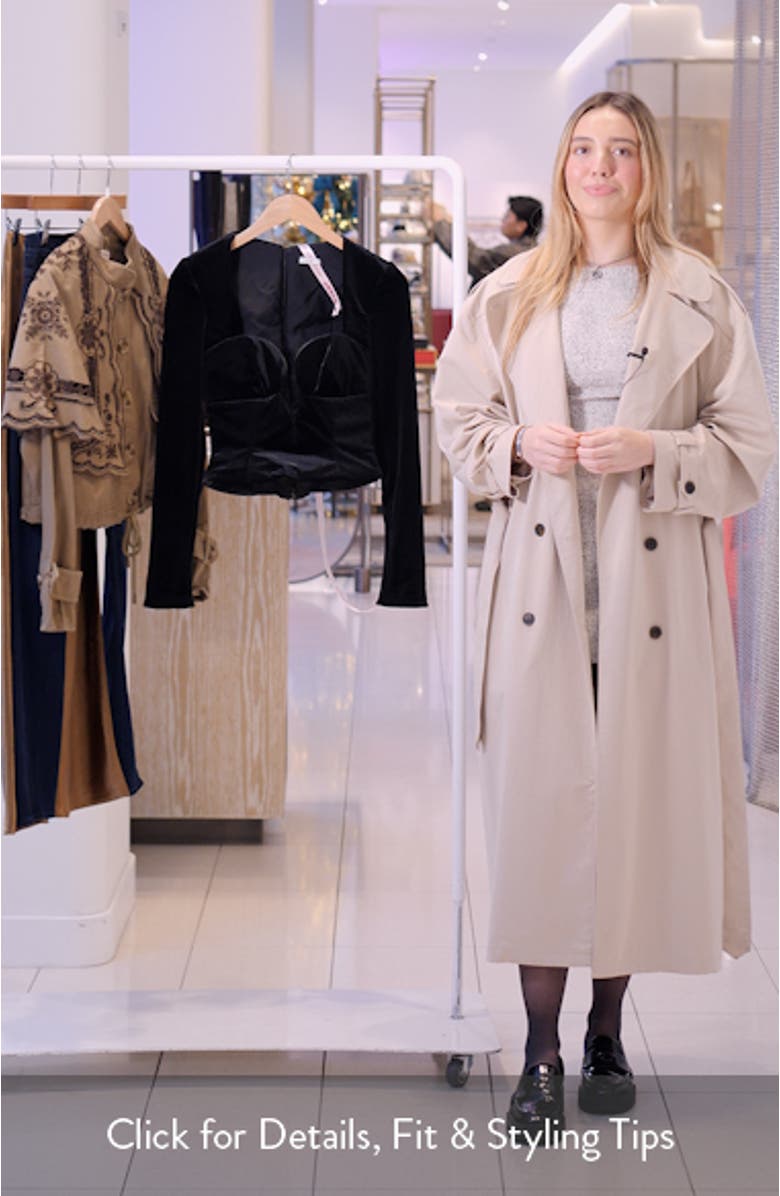 Sierra Long Sleeve Stretch Velvet Corset Top, sales video thumbnail