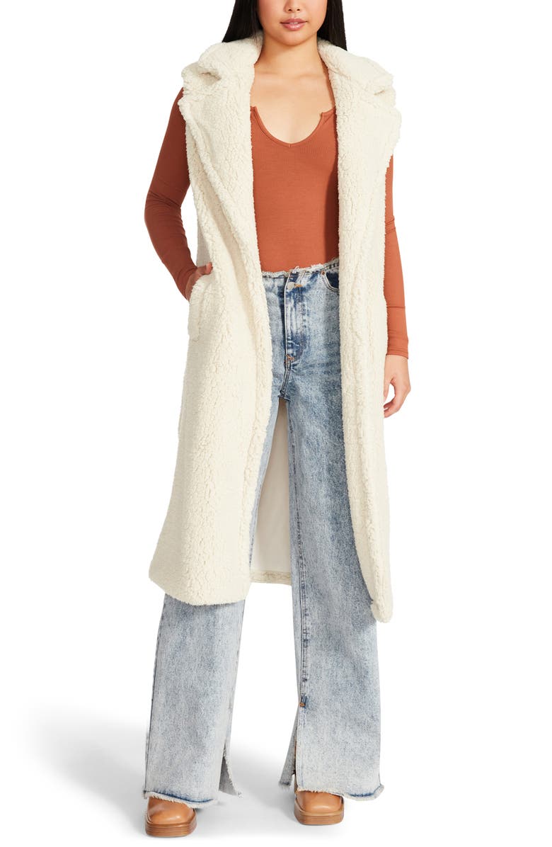 Steve Madden Faux Fur Duster Vest, Main, color, 