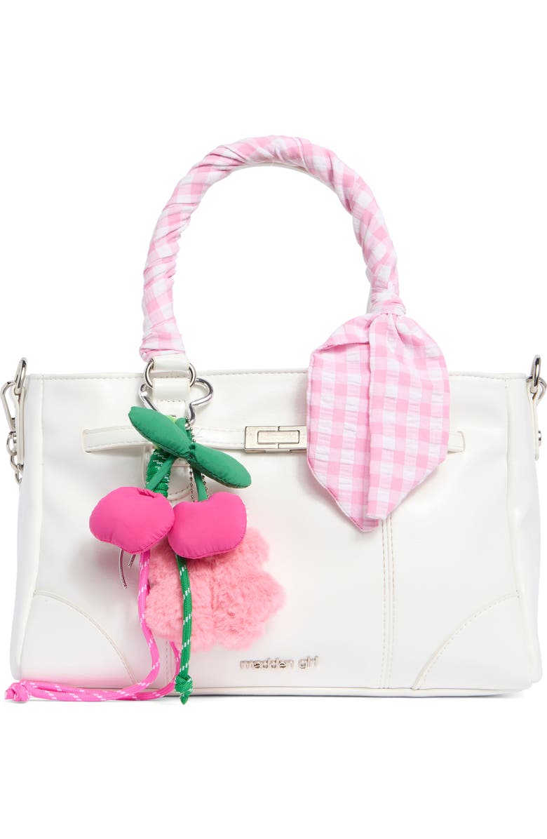 Madden Girl Kids' Crinkle Faux Leather Satchel, Main, color, White