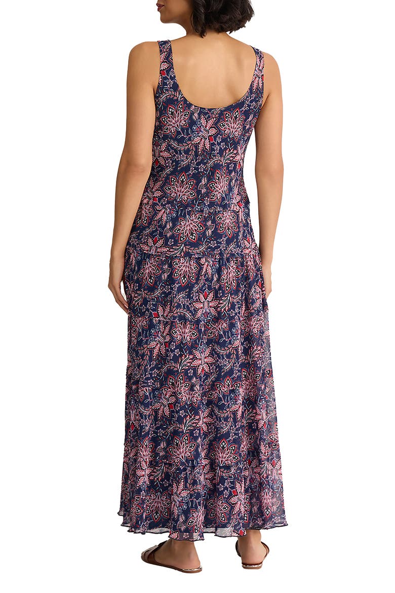 Print Sleeveless Tiered Maxi Dress, Alternate, color, PACIFIC NAVY MULTI