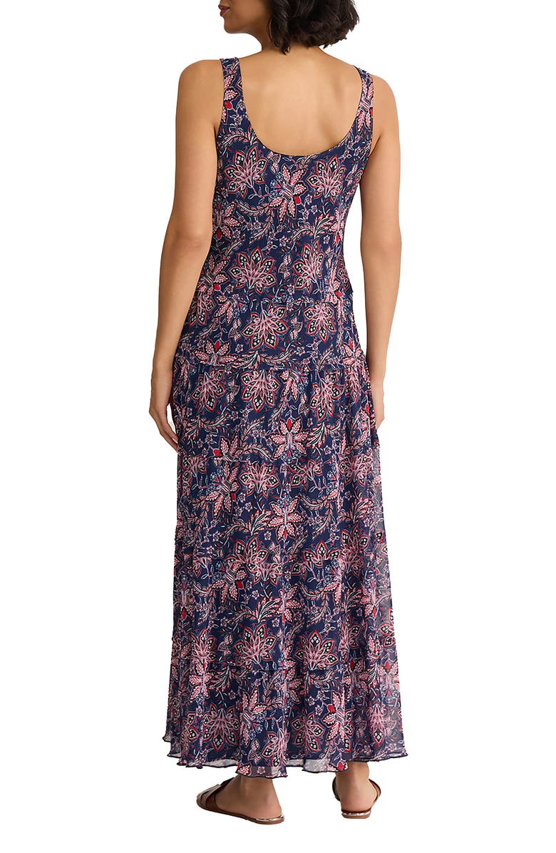 Jones New York Print Sleeveless Tiered Maxi Dress, Alternate, color, Pacific Navy Multi