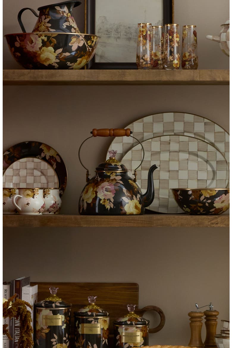Wild Rose Brown Enameled Steel 3-Quart Tea Kettle, Alternate, color, BROWN