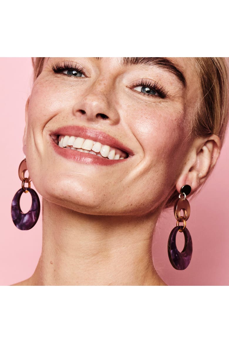 Swinging Circle Drop Earrings, Alternate, color, Amethyst Pearl & Champagne