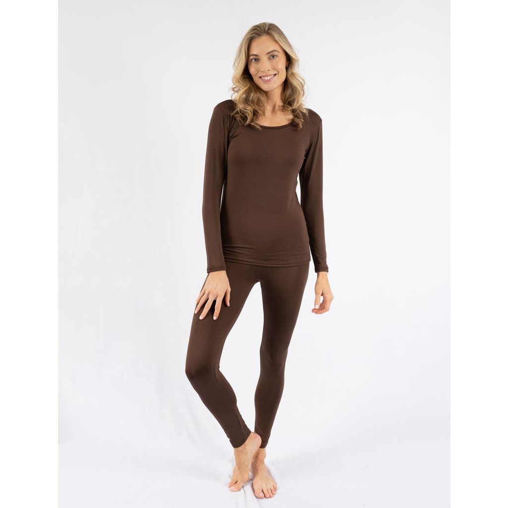 Leveret Womens Two Piece Cotton Pajamas Neutral Solid Color In Brown