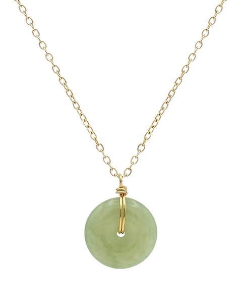 Coin Green jade hollow necklace