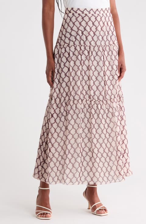 Tiered Silk Maxi Skirt