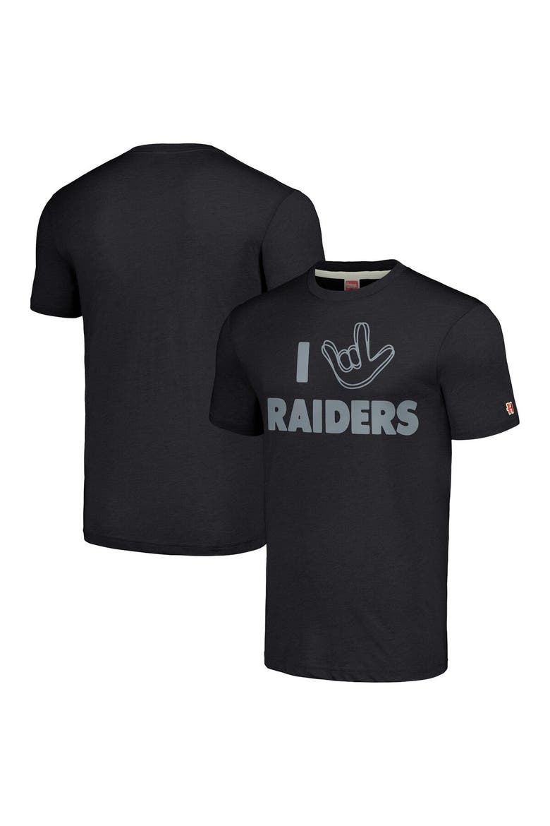 Unisex Homage Charcoal Las Vegas Raiders The NFL ASL Collection by Love Sign Tri-Blend T-Shirt, Main, color, Charcoal