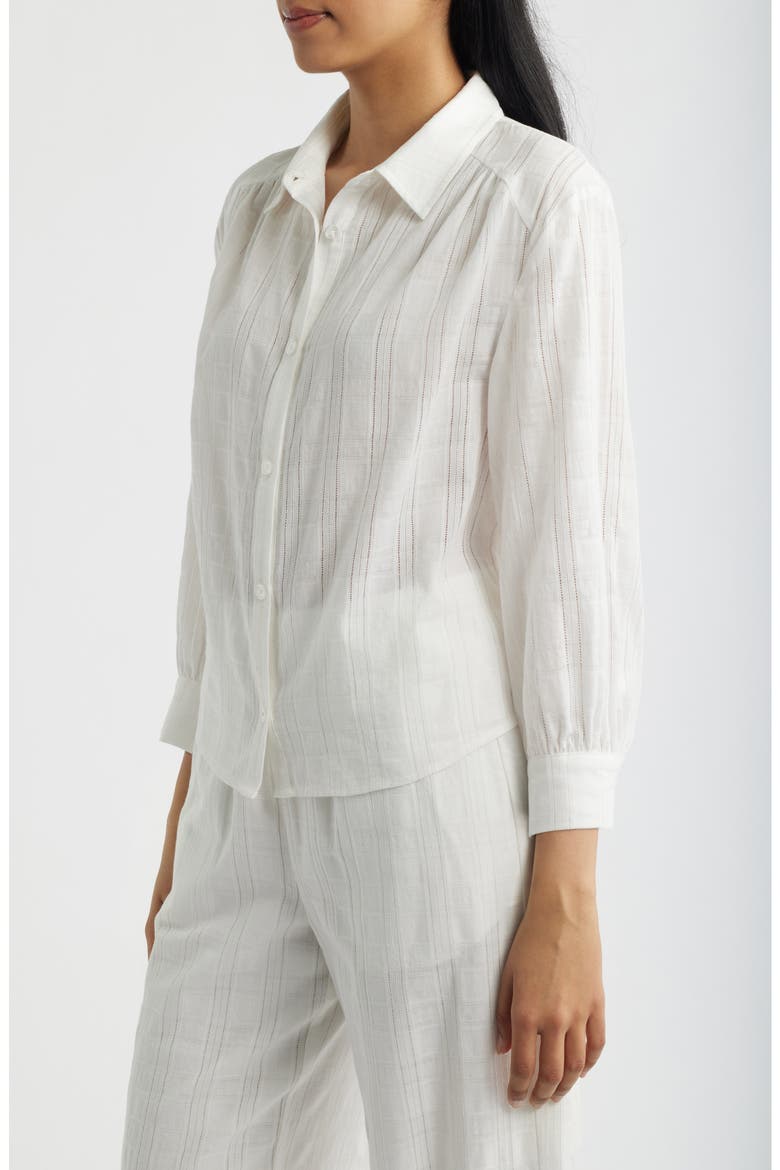 Balloon Sleeve Button-Up Shirt, Alternate, color, BRIGHT WHITE