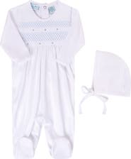Feltman Brothers Smocked Cotton Footie & Bonnet Set