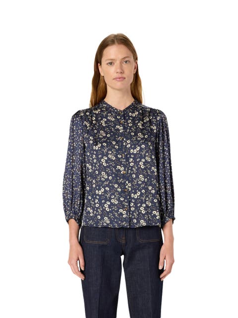 Anaelle Floral Mandarin Collar Shirt
