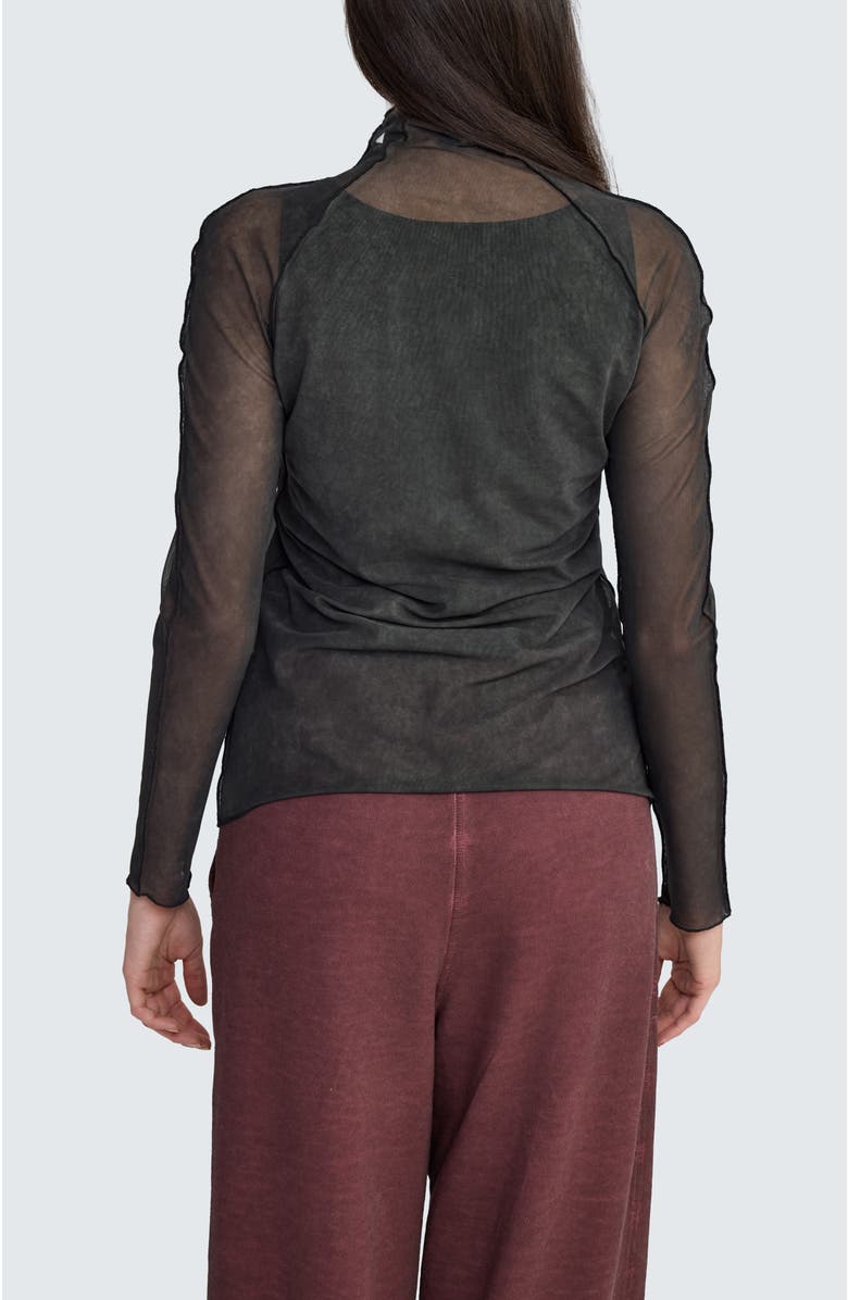 LUUKAA Neva Turtleneck Mesh Blouse, Alternate, color, Misty Black