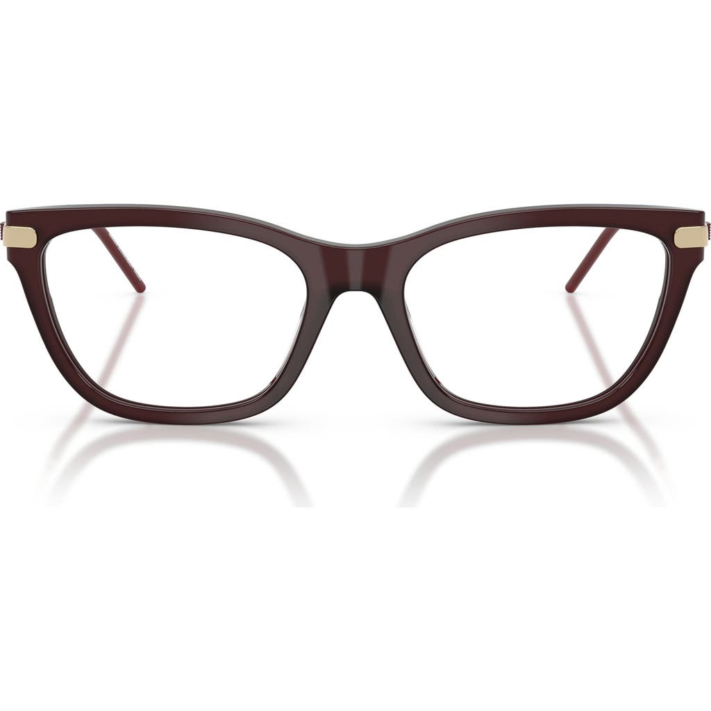 Emporio Armani 54mm Cat Eye Optical Glasses In Brown